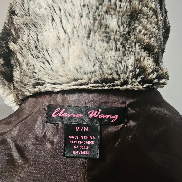 Elegant Faux Fur Women's Coat Poncho Style by ELENA WANG Size Medium - Picture 7 of 11